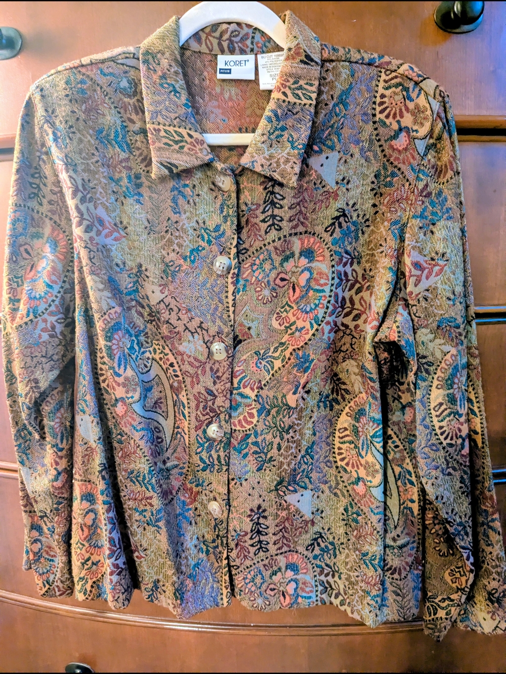 Koret Multicolor Paisley Button Front Jacket